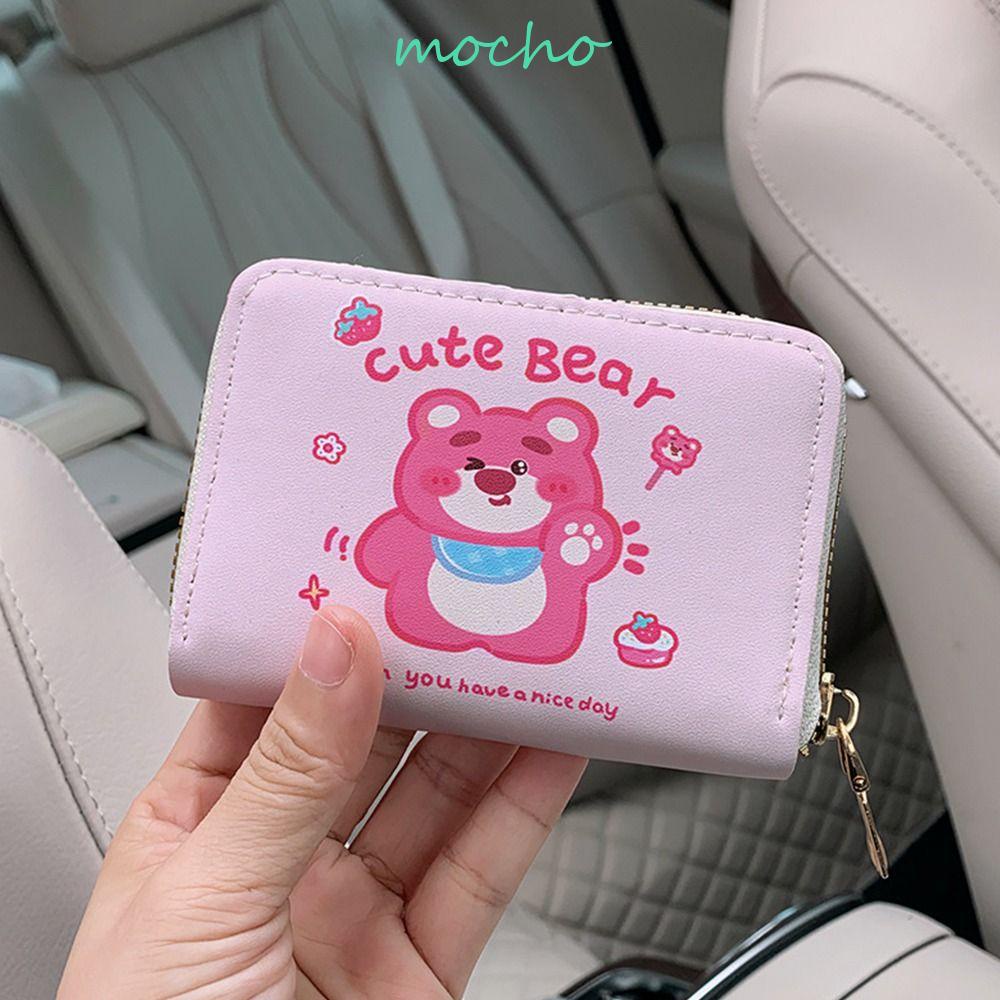 Vỏ Da PU Đựng Thẻ Đa Năng In Hình Gấu / Dâu Tây Dễ Thương Cho Nam Và Nữ
