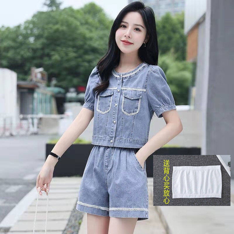 Set Đồ Thời Trang Mùa Hè Hai Món Tay Cộc Kích Thước Lớn Phong Cách Phương Tây Dễ Thương Cho Nữ