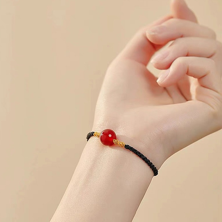 Vòng Tay Chuỗi Hạt Đá Mã Não Đỏ Tự Nhiên Thời Trang Cho Nữ