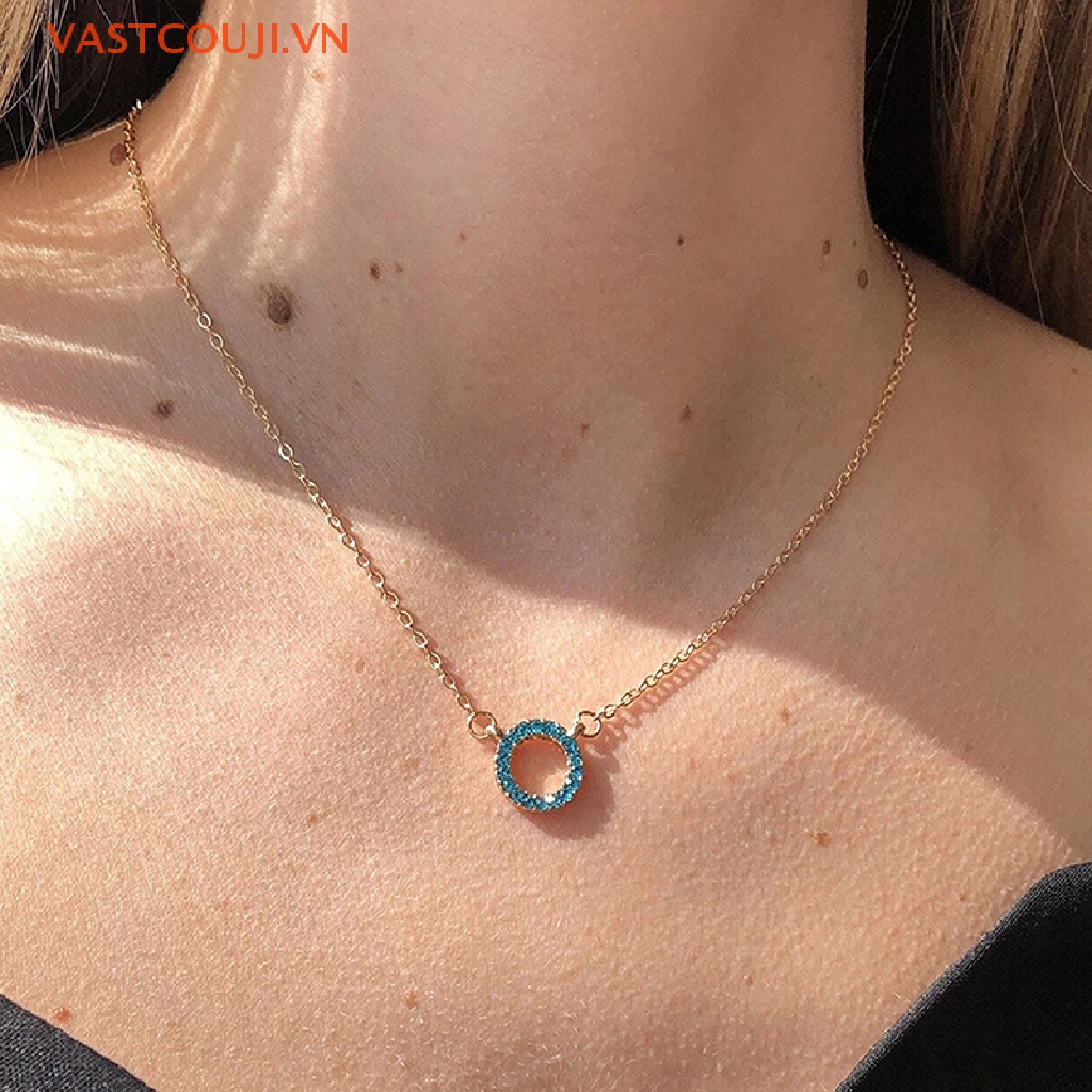 Vòng cổ Mặt Tròn Đính Đá Lấp Lánh Thời Trang Cho Nữ