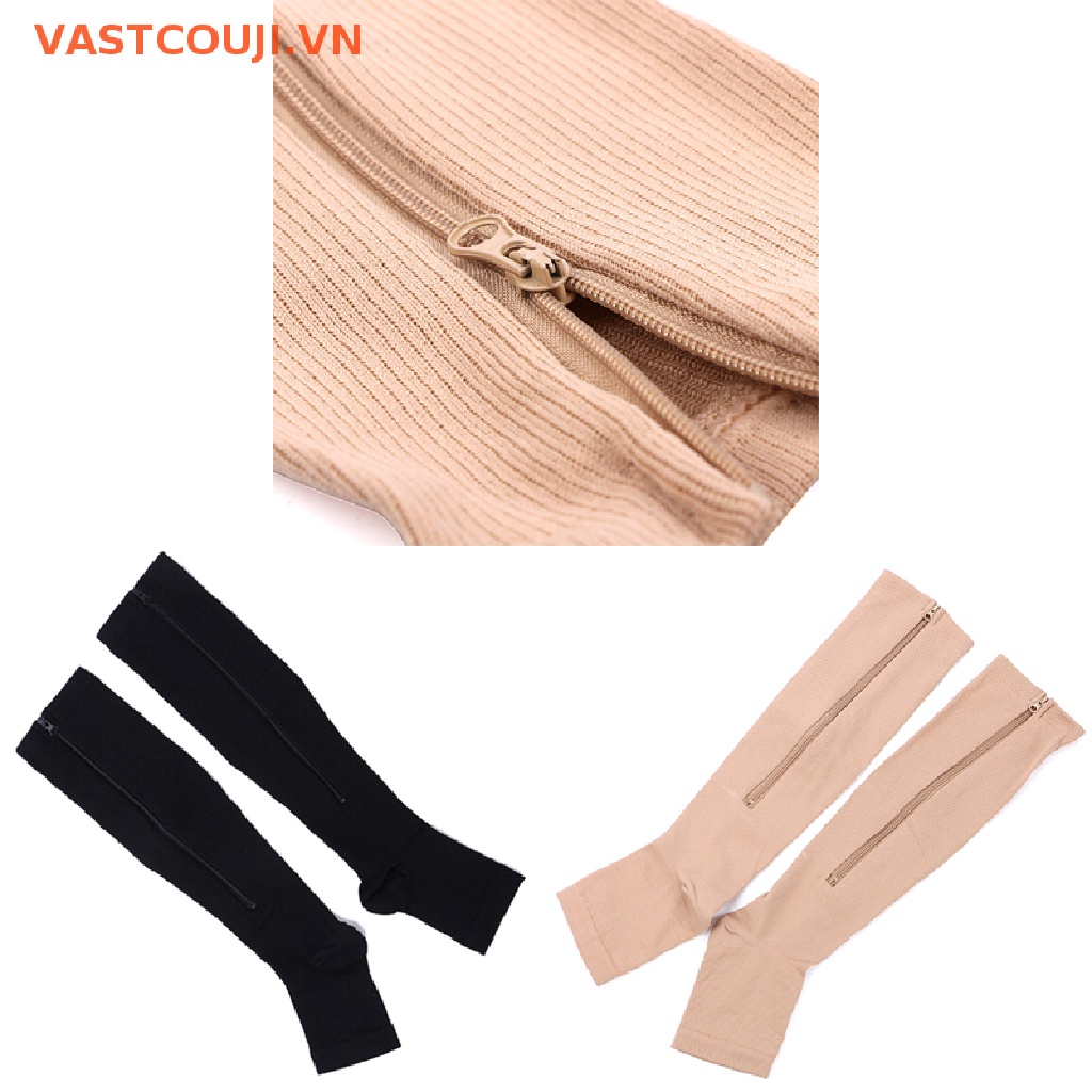 1 Đôi Tất Hở Ngón Có Khóa Kéo Giảm Đau Tiện Dụng