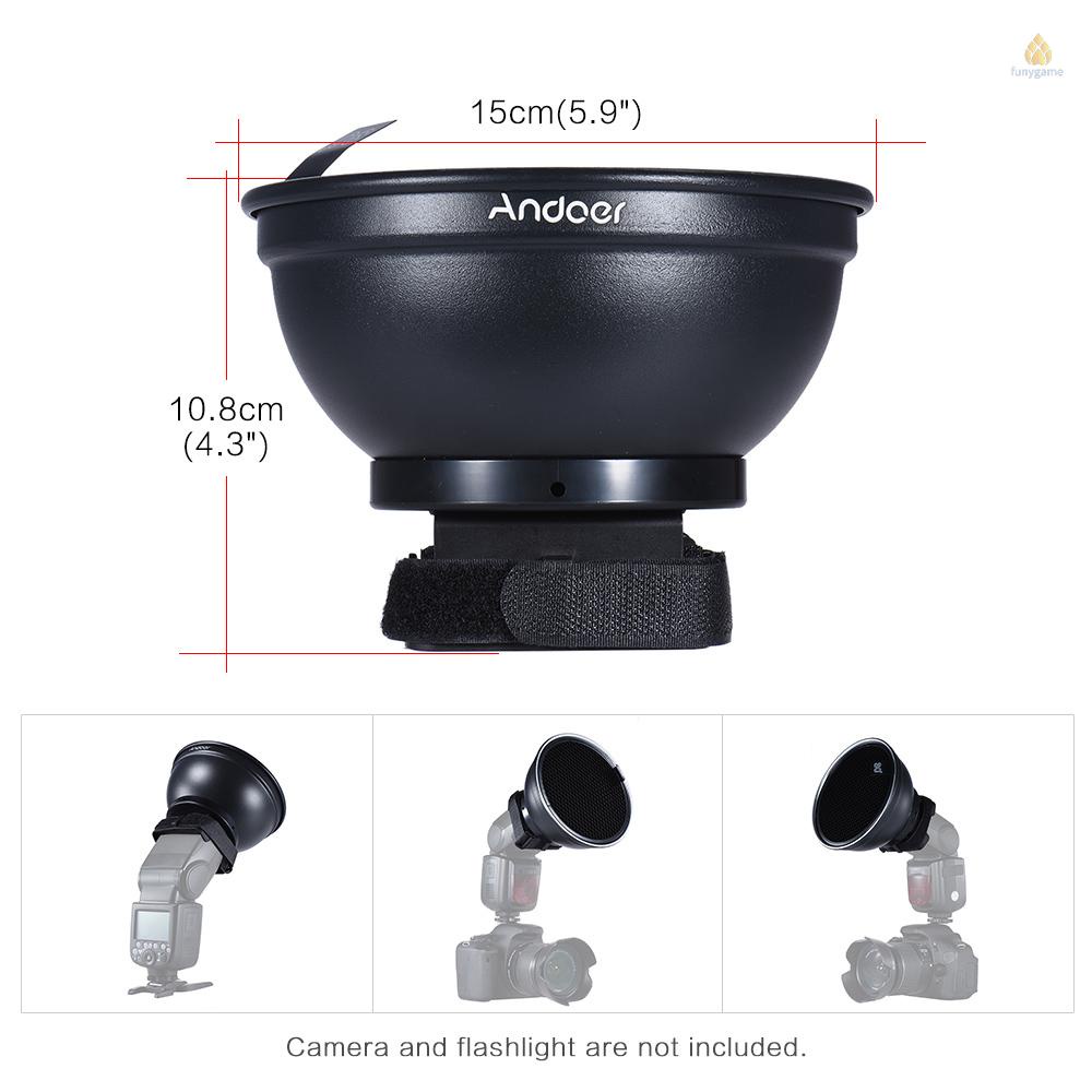 Máy Khuếch Tán Đĩa Làm Đẹp Andoer 5.9 '' (15cm) w / 30 Độ Hình Tổ Ong Cho Neewer Yongnuo Godox Meike Vivitar