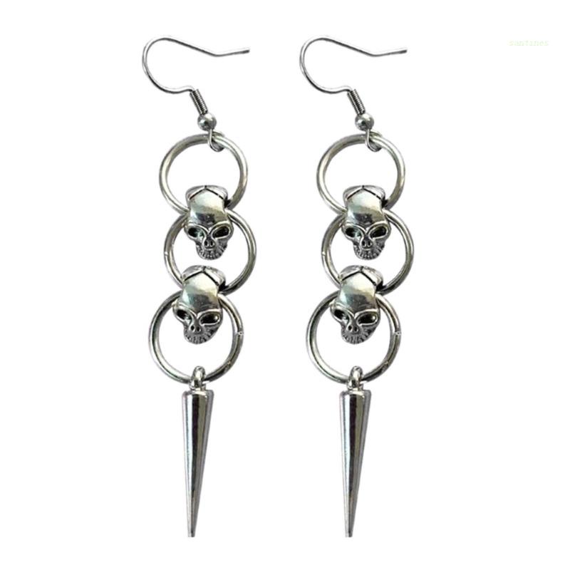 Bông Tai Hình Đầu Lâu Phong Cách Hip Hop Punk Dùng Hóa Trang Halloween