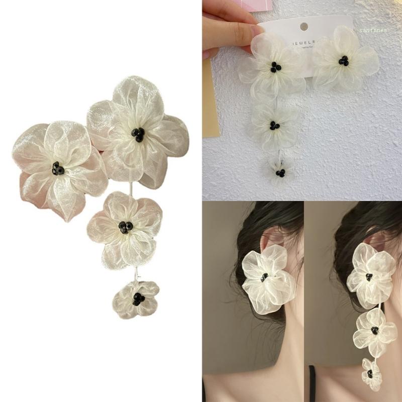 Bông Tai Hình Cánh Hoa Vải Phong Cách Boho Handmade Thời Trang Cho Nữ