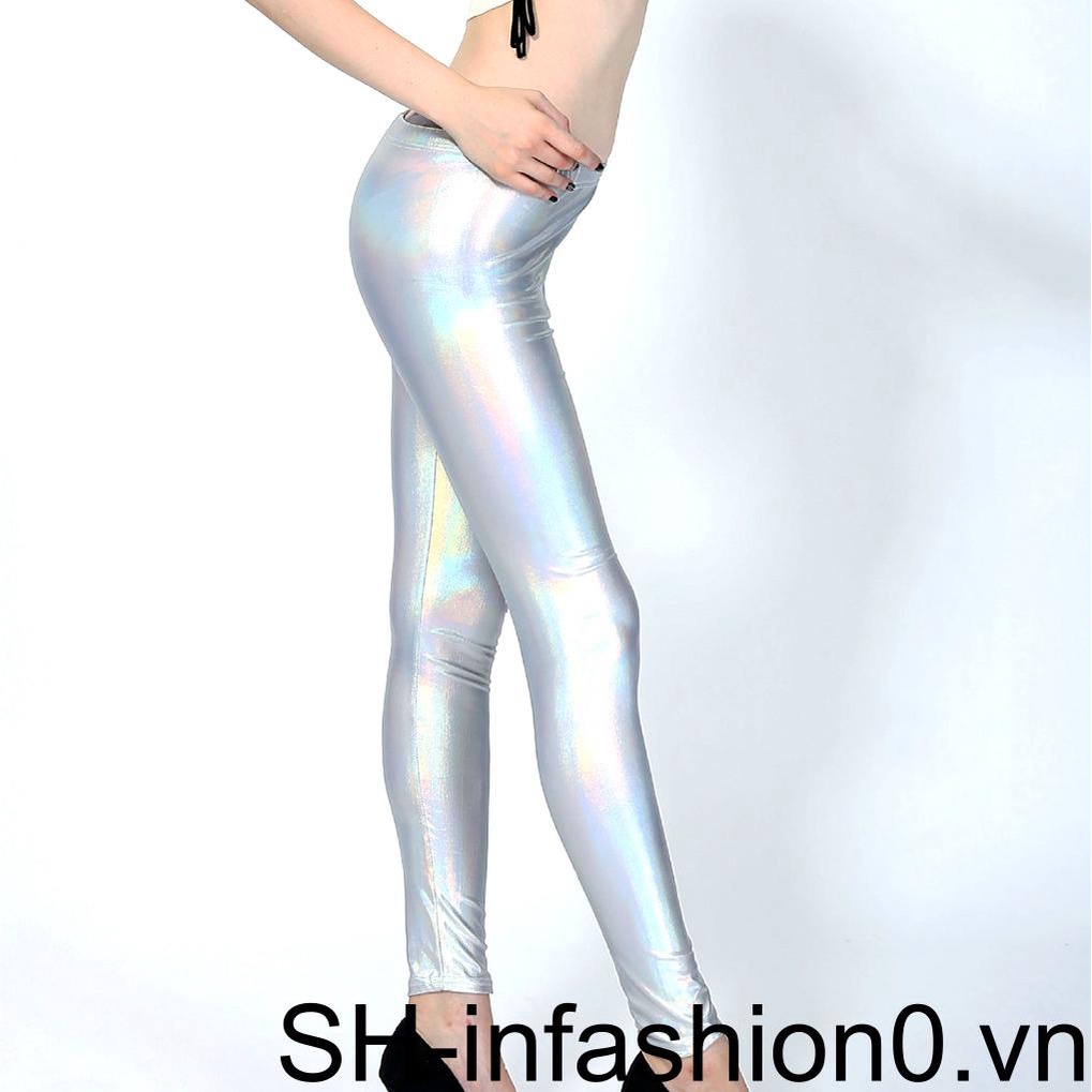 Quần Legging Bằng Da Co Giãn Thời Trang Tập Yoga