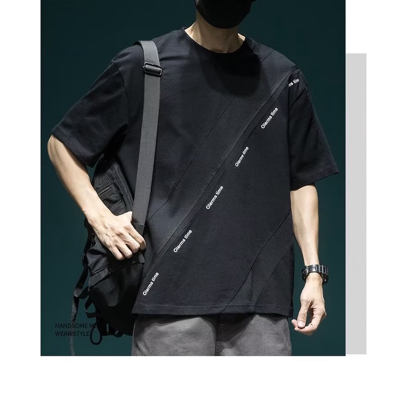 Áo Thun Tay Ngắn Cổ Tròn In Chữ Thời Trang Cho Nam