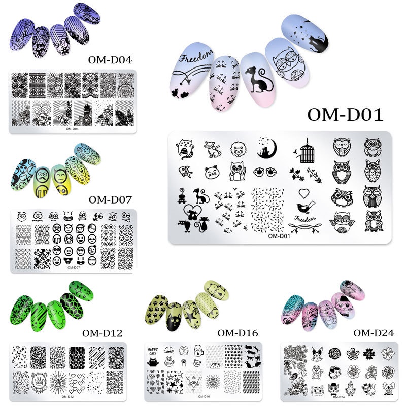 Tấm thép mẫu chuyển nail nghệ thuật / Tấm thép in chuyển dầu in hình chữ nhật / Bảng in nghệ thuật móng tay / Khuôn sơn dầu in móng nghệ thuật