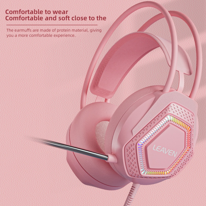 Tai Nghe Chơi Game Chống Ồn Có Dây Đeo Cổ Màu Hồng Macaroon G70 RGB Esports