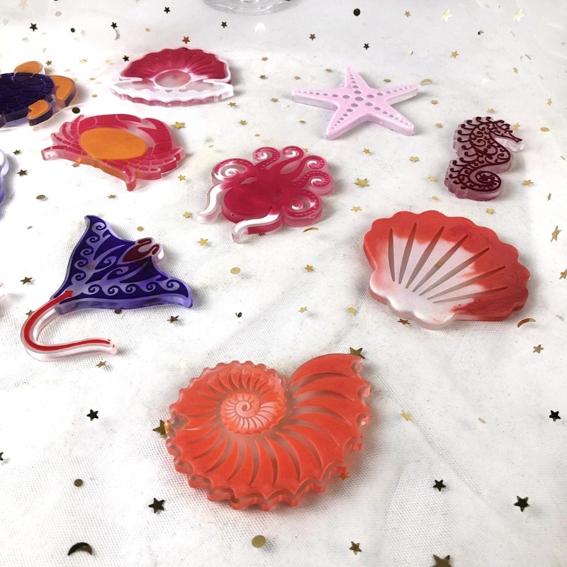 Sa Khuôn Silicon Làm Móc Khóa Hình Động Vật Biển DIY