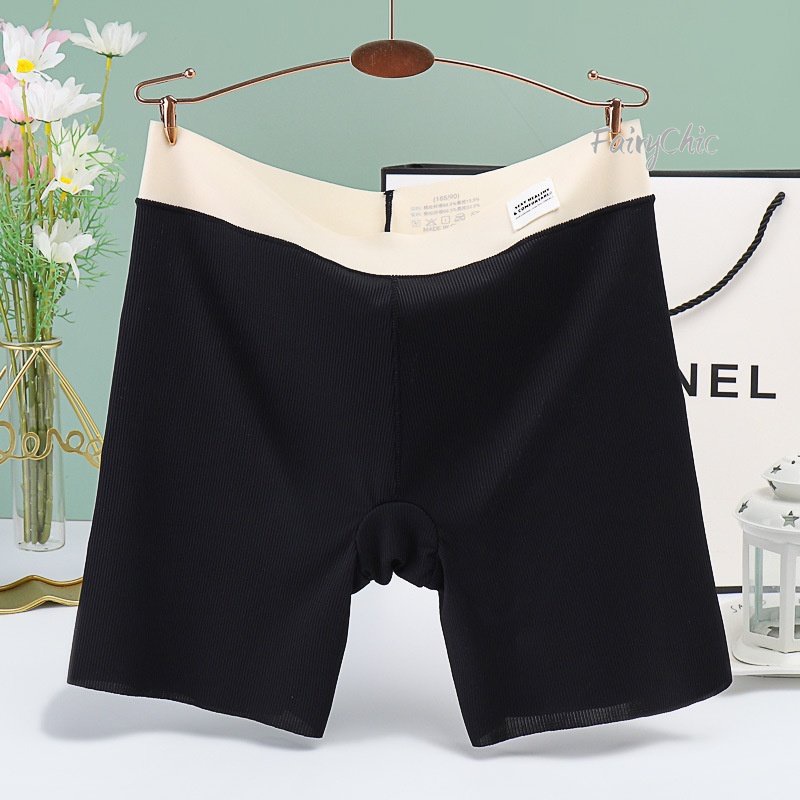 Quần An Toàn Mặc Trong Váy Bằng Lụa Lạnh Lưng Cao Ba Điểm Thoáng Khí Gợi Cảm Màu Sắc Tương Phản