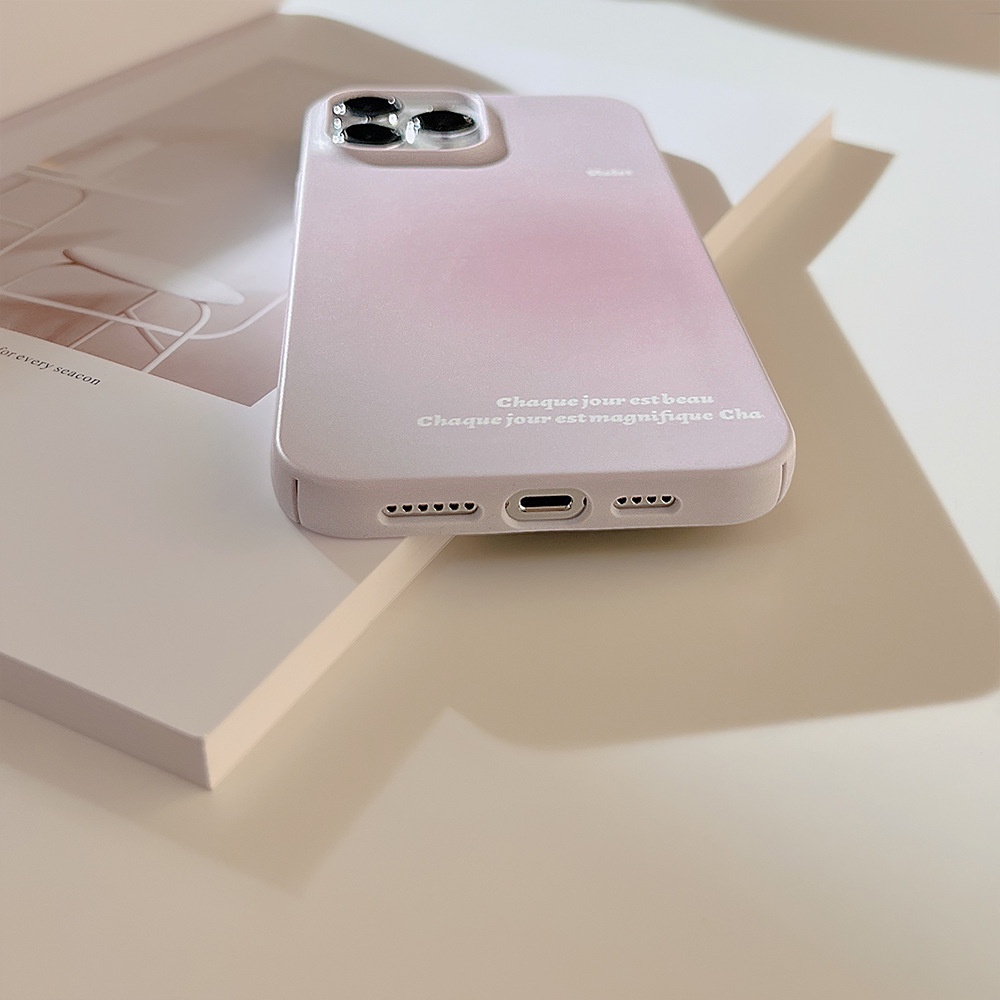 Ốp Điện Thoại TPU Cứng Chống Rơi Chống Dấu Vân Tay Màu Hồng Gradient Cho IPhone 14 13 12 11 Pro Max X XR 8 7 Plus