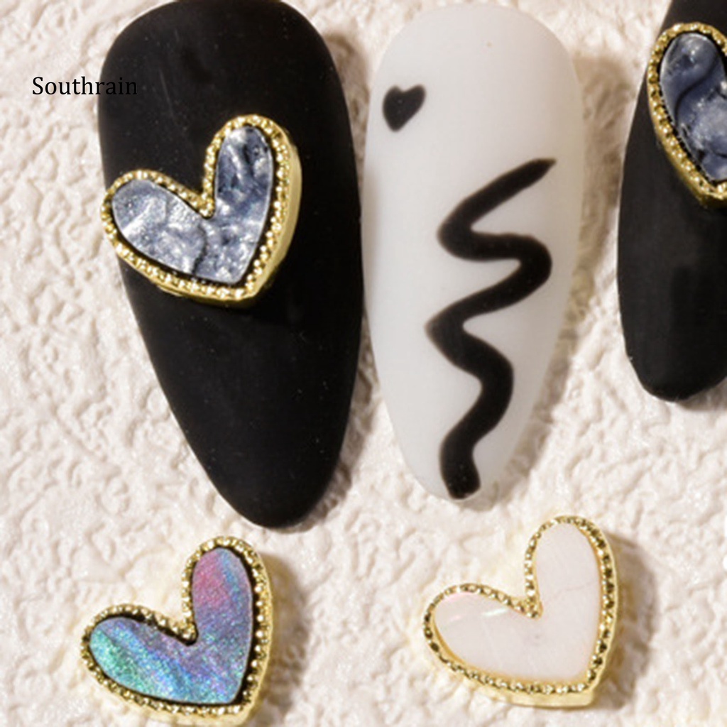 Set 10 Phụ Kiện Trang Trí Móng Tay Tạo Hiệu Ứng 3D Hình Trái Tim Sang Trọng