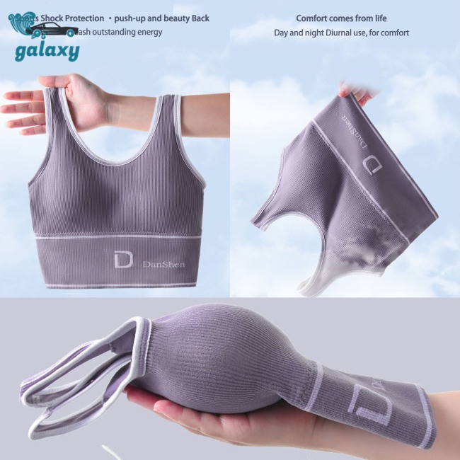 Galaxy Áo Ngực Thể Thao Hai Dây Không Viền Có Miếng Đệm Nâng Ngực Tháo Rời Được