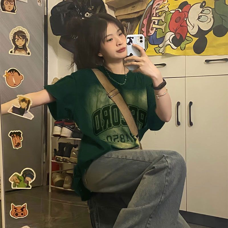 Áo Sơ Mi Tay Lửng Dáng Rộng Phong Cách retro Thời Trang Dành Cho Nữ