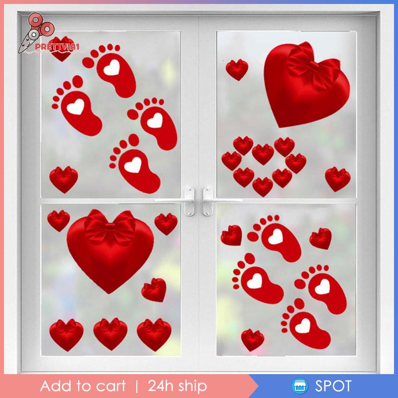 [Prettyia1] Set 8 Sticker Dán Cửa Sổ Ngày Valentine 'S Day Có Thể Tháo Gỡ Trang Trí