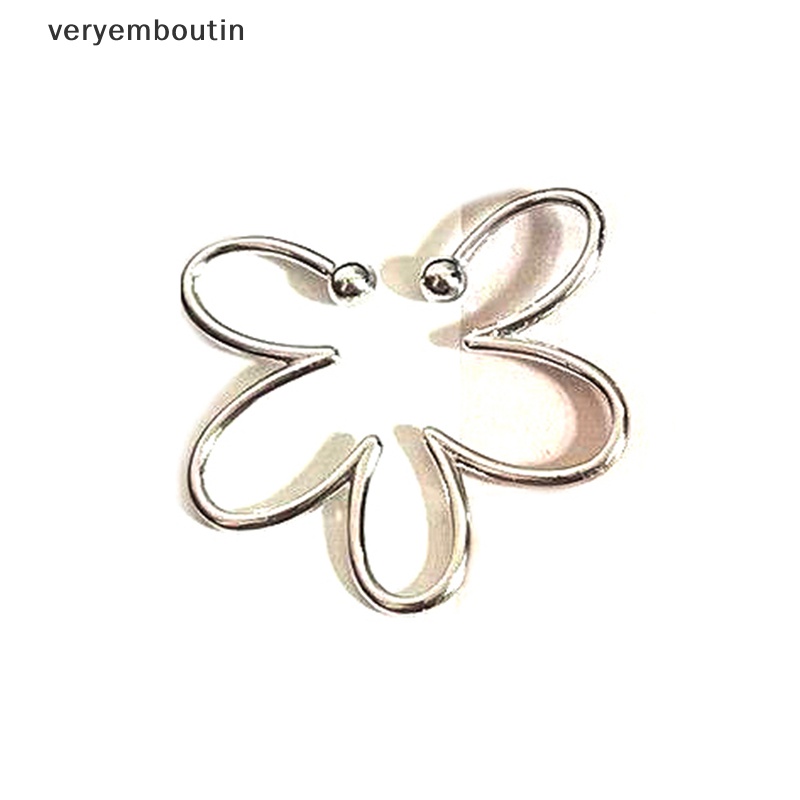 Khuyên Kẹp Vành Tai Không Xỏ Lỗ Hình Hoa Màu Bạc Thời Trang Cho Nữ