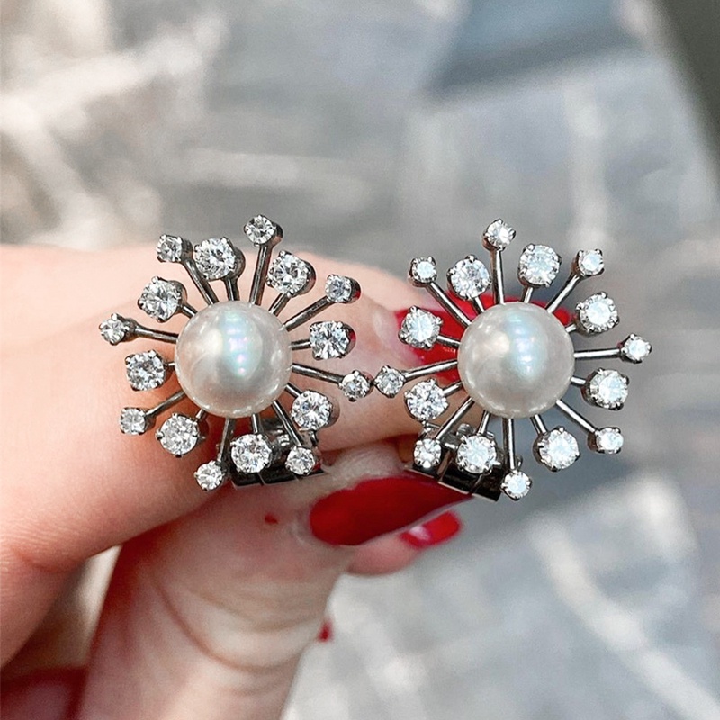 Ygt Bông Tai Hình Bông Tuyết Đính Ngọc Trai Giả Lấp Lánh Thời Trang Giáng Sinh Cho