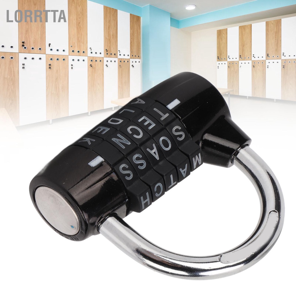 Lorrtta Khóa kết hợp 5 chữ cái kim kẽm chống trộm Ổ khóa màu đen rắn cho vali tập thể dục