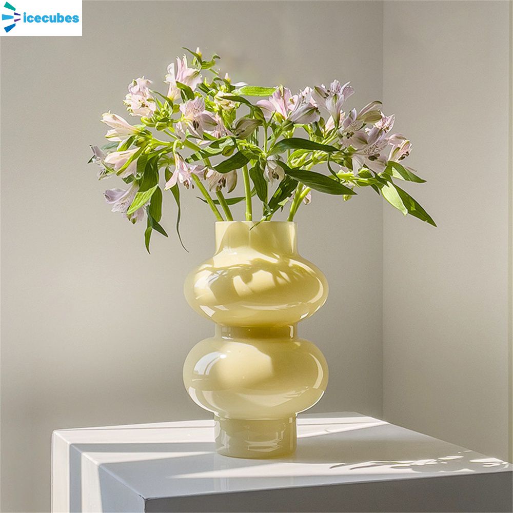 Bình Thủy Tinh Trong Suốt Sáng Tạo Trang Trí Cắm Hoa Phòng Khách Mạng Lưới Cảm Giác Cao Cấp Hoa Tươi Thủy Canh Màu Đỏ Và Hoa Khô Icecube
