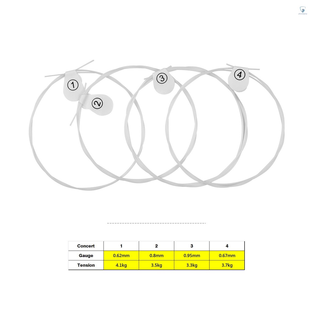 Bộ Dây Đàn Ukulele 4 Dây Bằng Nylon (. 024-.026) Thay Thế Thông Dụng Cho Ukulele Concert 23 Inch
