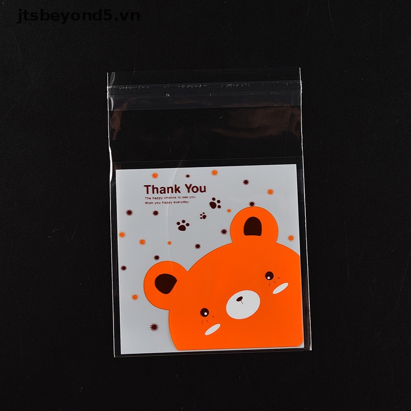 JY 100pcs gấu PIC. Tự dính Cookie Kẹo Gói Quà tặng Túi Giấy bóng kính đám cưới sinh nhật ..