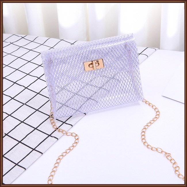 Túi Xách Trong Suốt Phối Dây Xích Đeo Vai Sành Điệu Cho Nữ