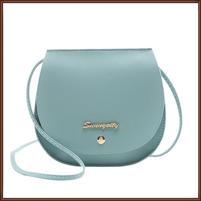 Túi Da PU Tròn Đeo Chéo Mini Màu Trơn Đơn Giản Cho Nữ