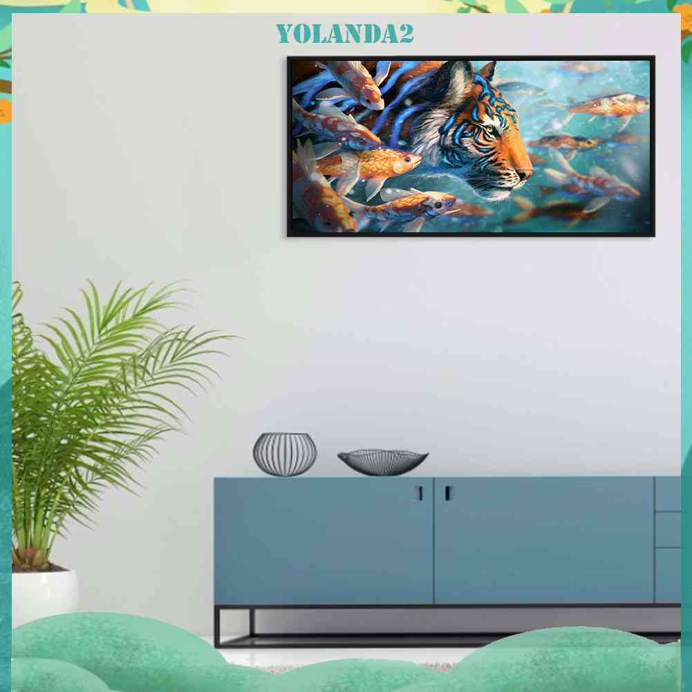 Bộ Tranh Đính Đá 5D Họa Tiết Hổ / Cá Vàng Độc Đáo DIY Dùng Trang Trí Nhà Cửa