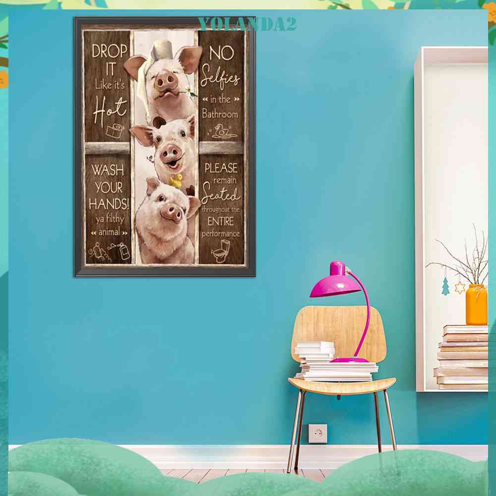 Tranh Đính Đá Kim Cương Toàn Bộ 5D DIY Hình Ba Chú Heo