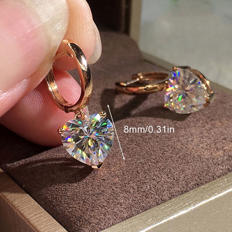 Bông Tai Hình Trái Tim Đính Đá Zircon Sang Trọng Cho Nữ