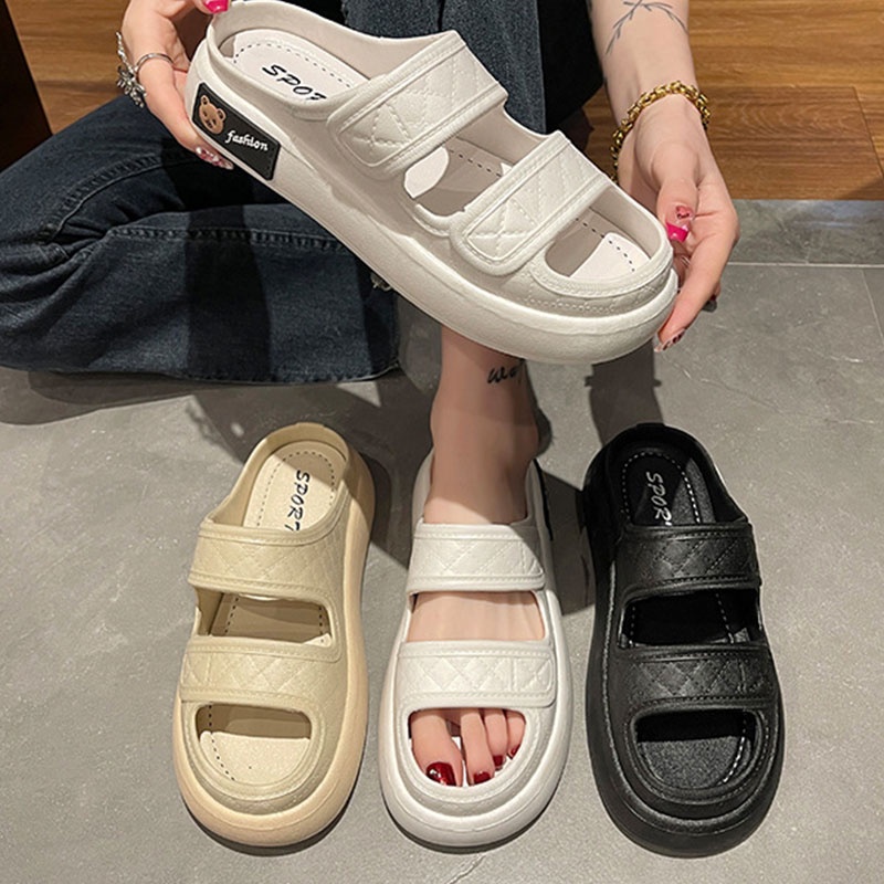 BAILUDAREN.Sandal nữ  đế muffin dày hở ngón thoải mái mùa hè Dép quai ngang nữ độn đế 4P thời trang đi chơi , đi du lịch