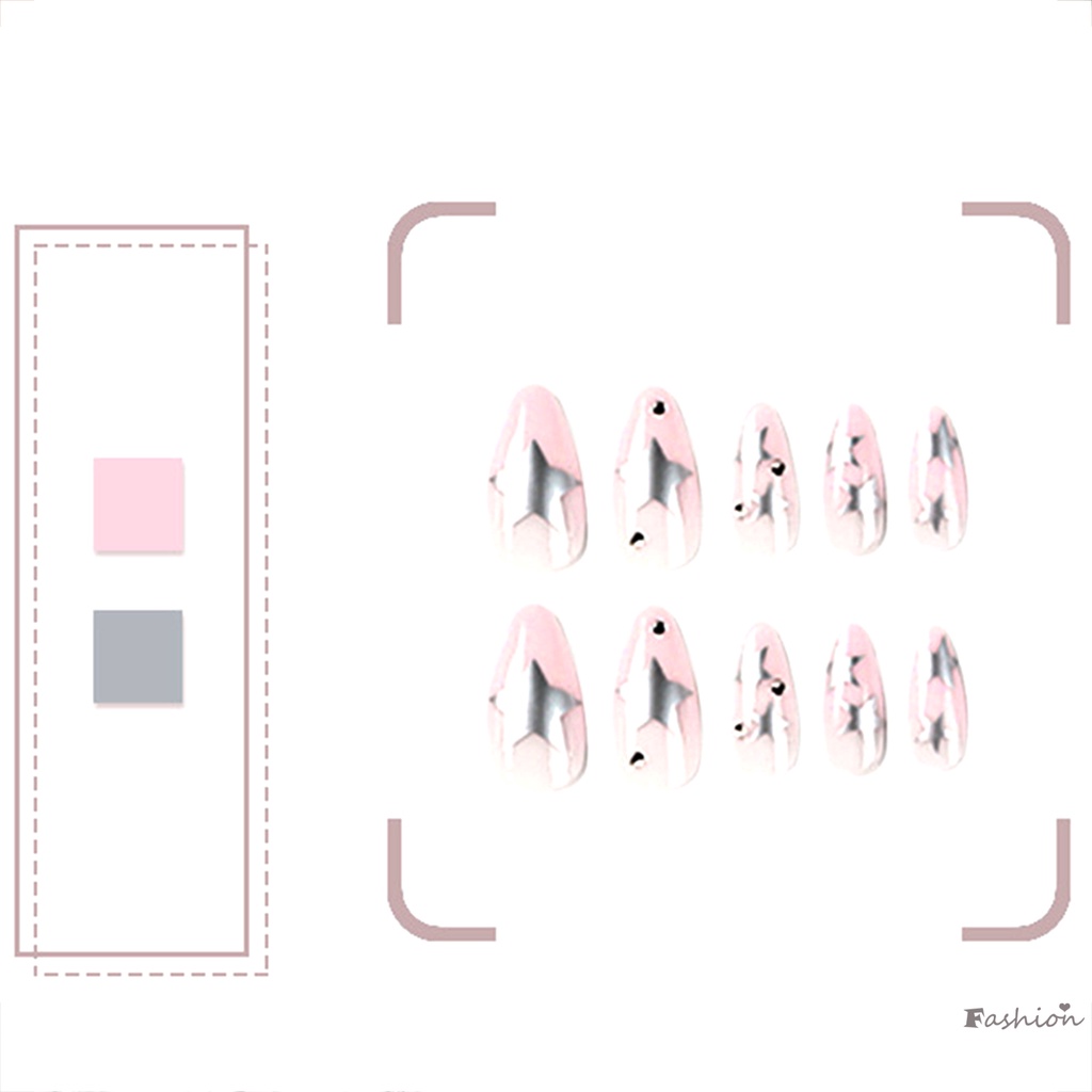 Móng Tay Giả Hình Ngôi Sao Màu Bạc Quyến Rũ