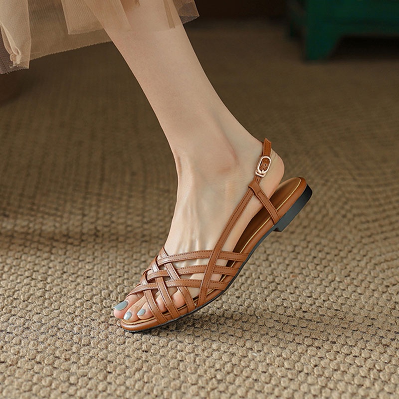 Xăng đan Đế Mềm Phẳng Gót Thấp Hở Ngón Thời Trang Mùa Hè 2023