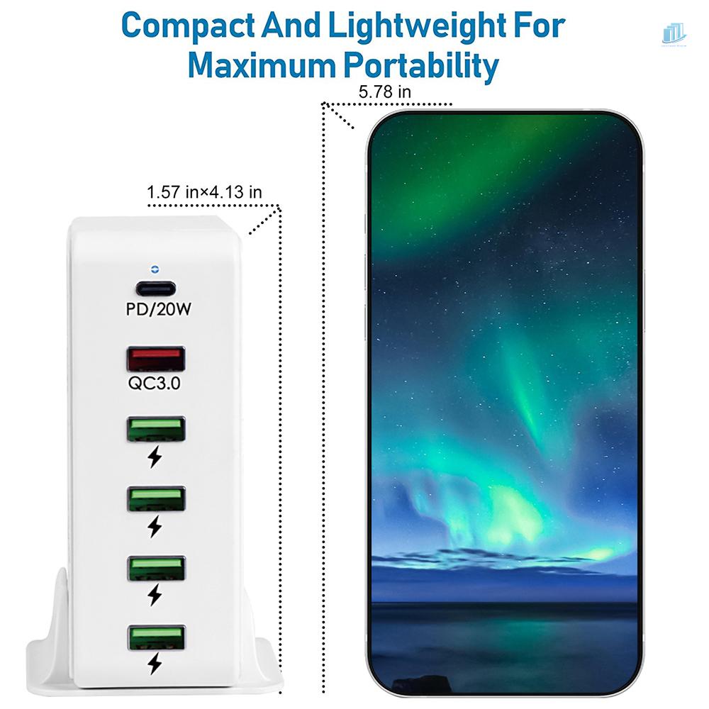 Bộ Chia 6 Cổng Sạc USB C PD3.0 &amp; QC3.0 &amp; QC3.0 Nhanh USB C 65W Cho Điện Thoại / Máy Tính Bảng