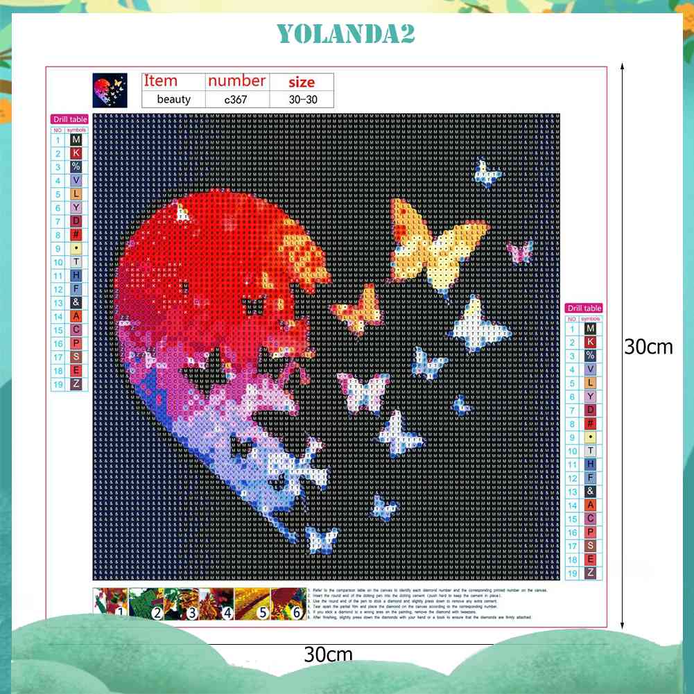 Tranh Đính Đá Kim Cương Toàn Bộ 5D DIY Hình Vẽ Bướm Trái Tim