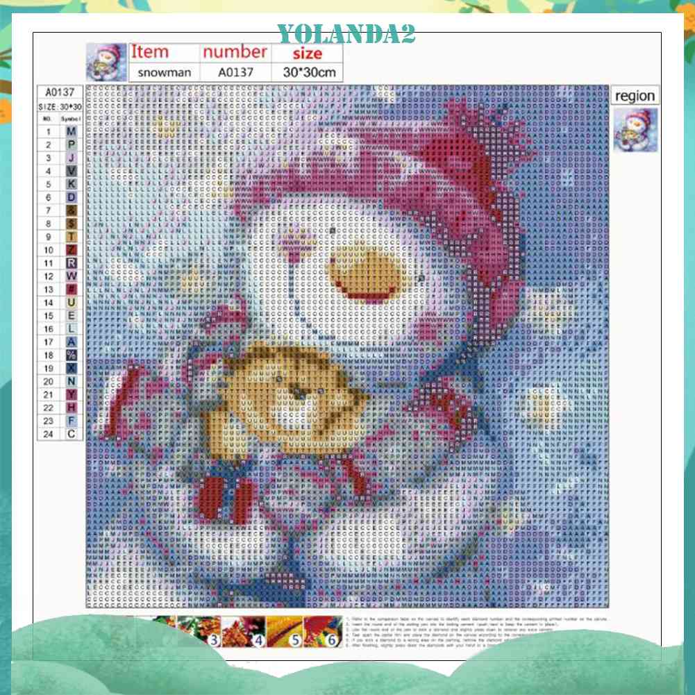Tranh Đính Đá Kim Cương Toàn Bộ 5D DIY Hình Người Tuyết Giáng Sinh
