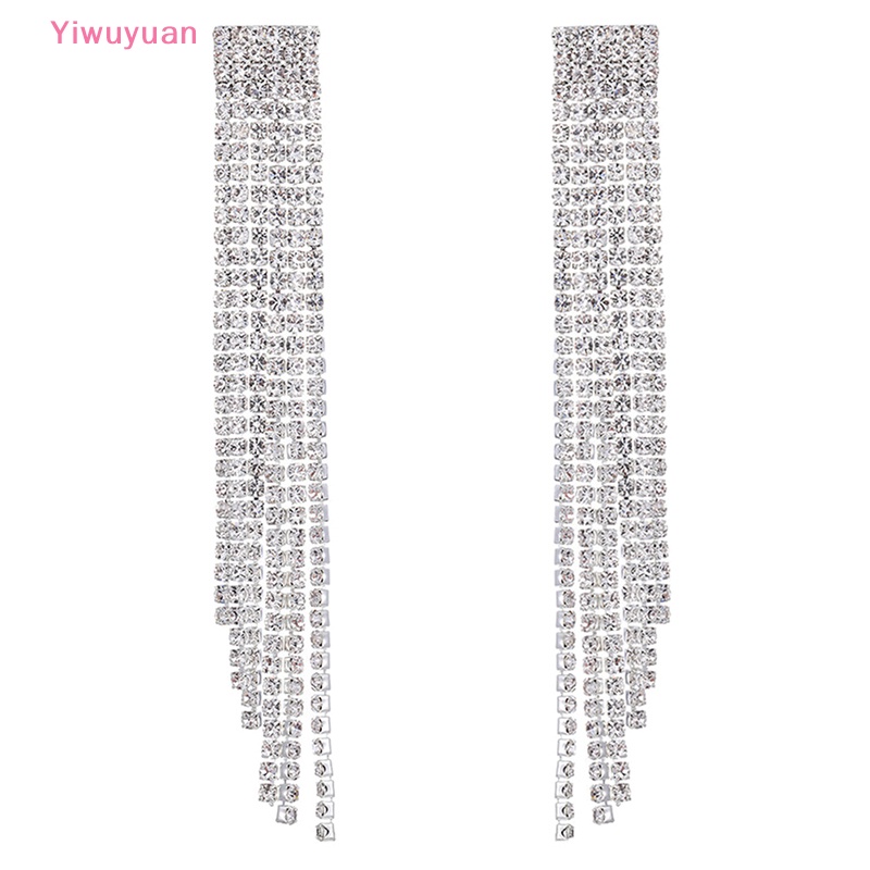 < Yiwuyuan > Bông Tai Bạc S925 Dáng Dài Đính Pha Lê Lấp Lánh Phong Cách Cổ Điển Mới Cho Nữ