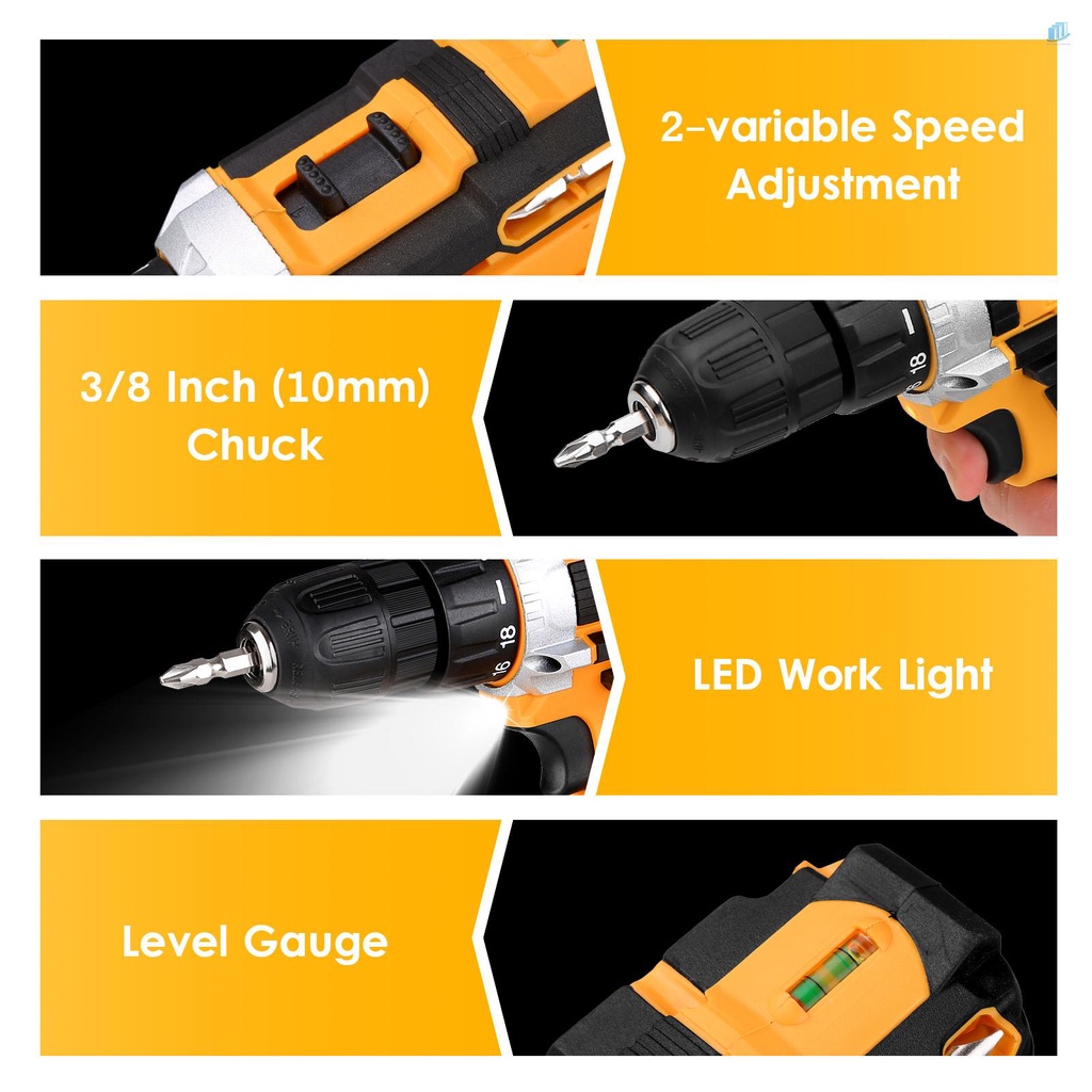 Máy Khoan Điện Cầm Tay Không Dây 21V s2mwvn Có Đèn LED Điều Chỉnh Tốc Độ 3 / 8 Inch Kèm Tua Vít 2 Chế Độ Xoay 36Nm Max