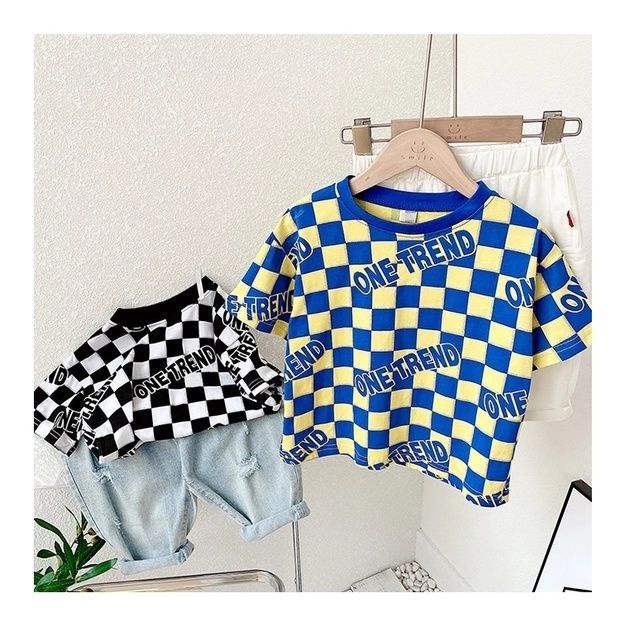 Áo Thun Ngắn Tay In Họa Tiết Caro Dễ Thương Kiểu Hàn Quốc Thời Trang Mùa Hè 2023 KV5X