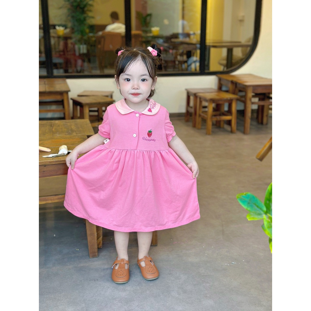 Váy bé gái Happy baby dễ thương chất cotton 100% chiều siêu mềm mát, thấm hút mồ hôi cực tốt