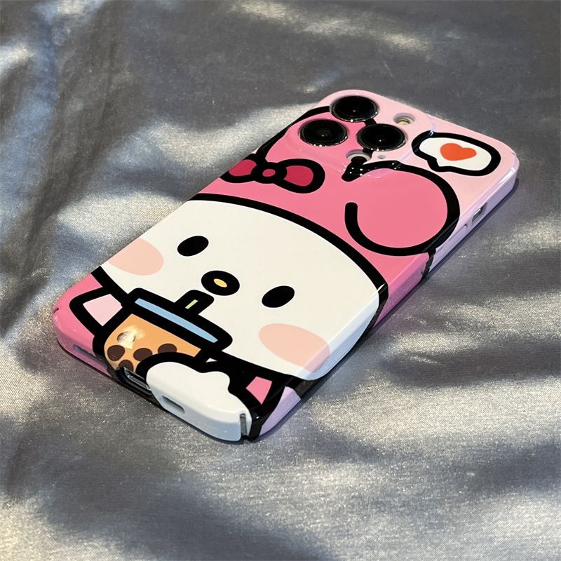 Ốp Điện Thoại Cứng Chống Sốc Họa Tiết Hello Kitty &amp; Trà Sữa Dễ Thương Cho iPhone1311 14pro 12 TL4M