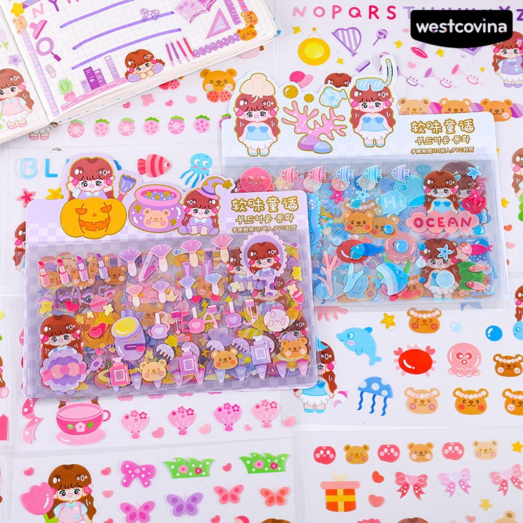 [COD]♪Set 10 Sticker Dán Sổ Tay Chống Nước Nhiều Họa Tiết Dễ Thương Trang Trí Nhà Cửa