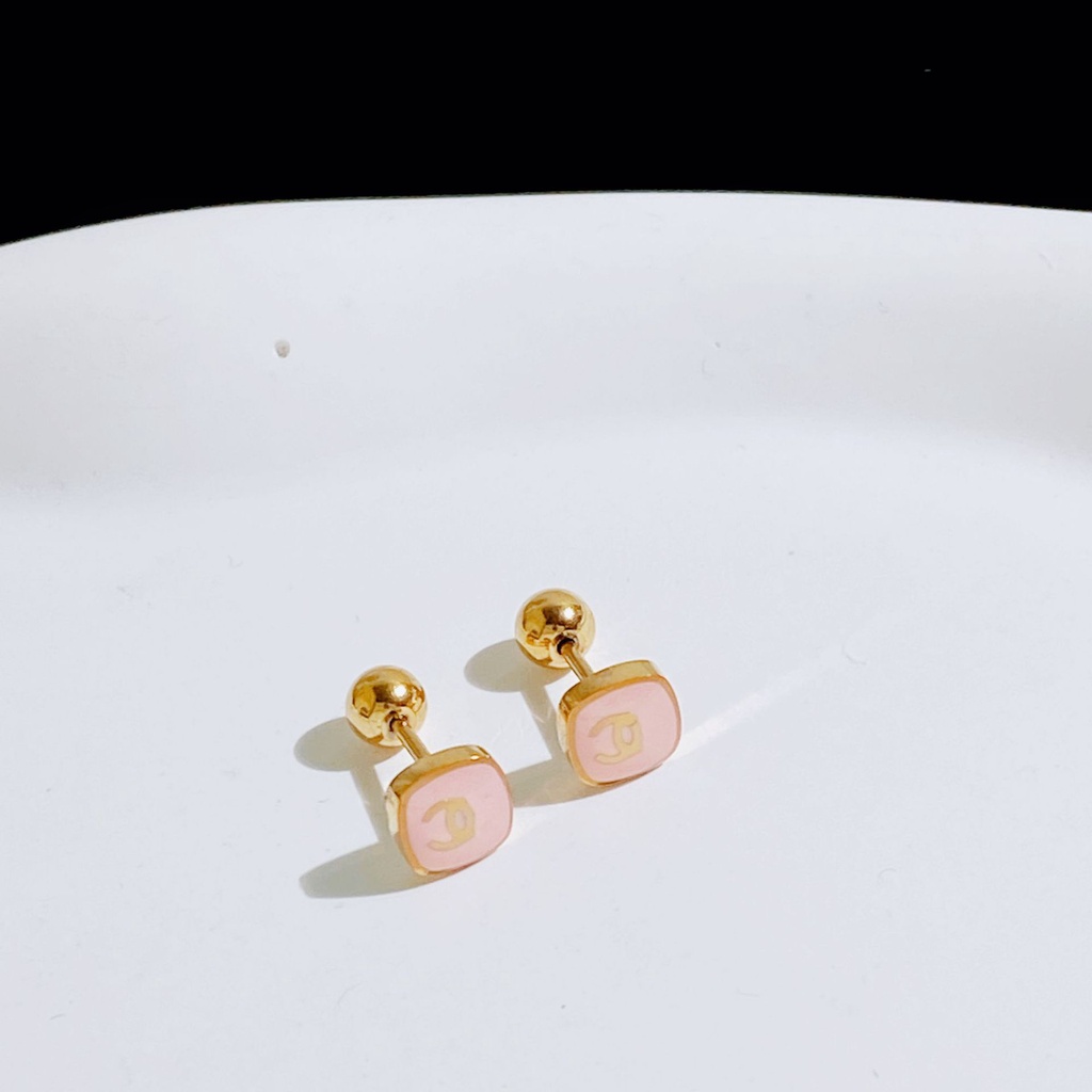 Khuyên Tai Đinh Tán Hình Học Bằng Thép Titan Epoxy Đơn Giản Dễ Phối Đồ Mori Series Khí Chất