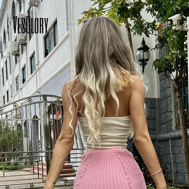 Áo ống VESGLORY màu trơn hở vai xẻ sâu cài nút đơn giản dễ phối đồ cho nữ