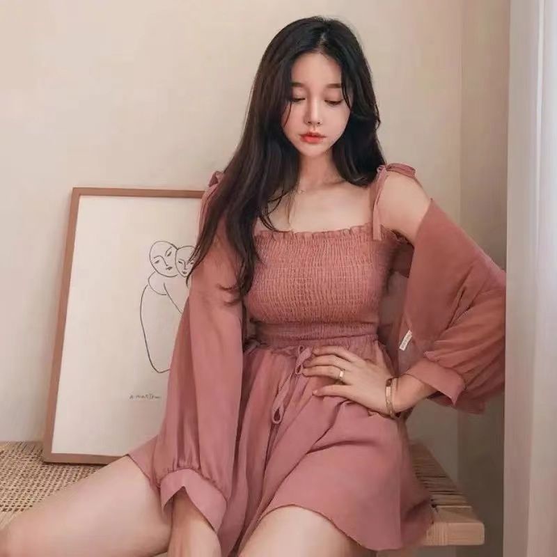 [F &amp; X] Bộ Đồ Ba Món Áo Chống Nắng Hai Dây Phong Cách Mới 2021 Cho Nữ