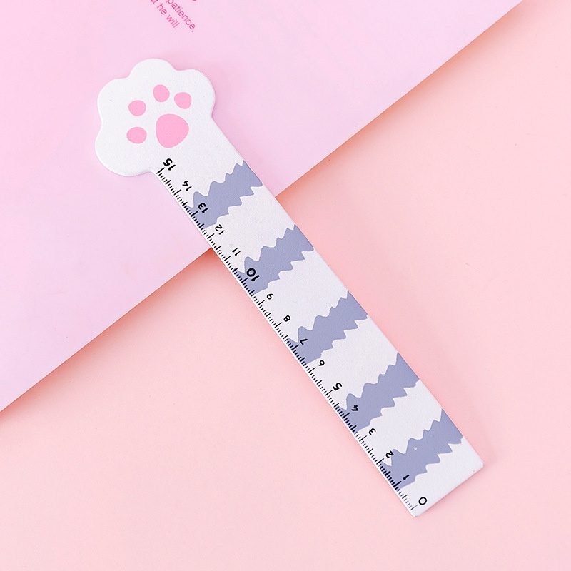 Thước Gỗ 15cm Hình Chân Mèo Hoạt Hình Đáng Yêu Sáng Tạo