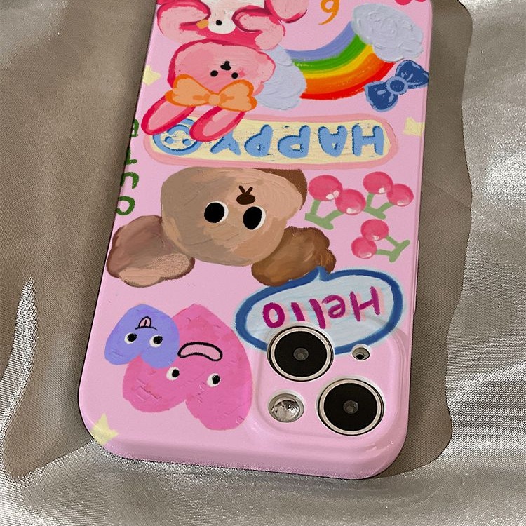 Ốp Điện Thoại Cứng Họa Tiết Hoạt Hình Chú Gấu Dễ Thương Cho iphone14promax12p 1V9K 1311