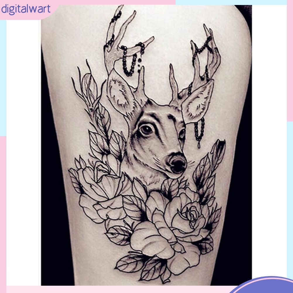 Hình Xăm Dán Tạm Thời Chống Thấm Nước Hình Hoa Và Hươu Dành Cho Nam Và Nữ