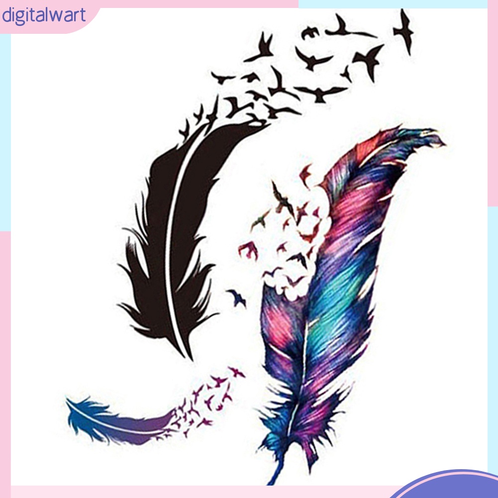 Hình Xăm Dán Họa Tiết Lông Vũ 3D Nhiều Màu Sắc Chống Thấm Nước Có Thể Tháo Rời