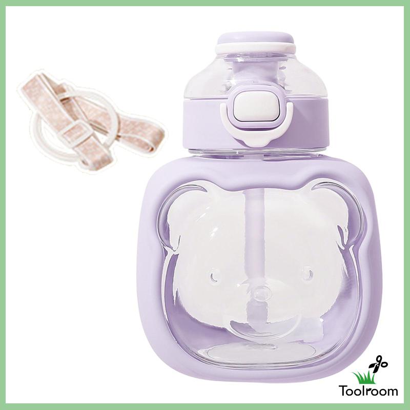 Bình Nước 1L Hình Gấu Dễ Thương Kèm Ống Hút Tiện Dụng Cho Văn Phòng / Thể Thao